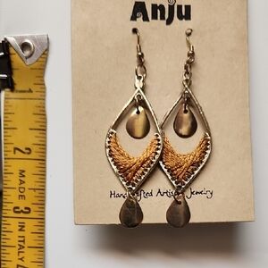 Anju Handcrafted Gold and Brown Artisan Earrings
